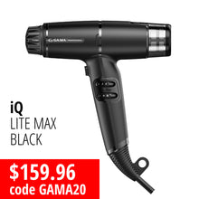 Load image into Gallery viewer, GA.MA Professional iQ Lite Max Hairdryer Black
