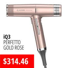 Load image into Gallery viewer, GA.MA Professional iQ3 Perfetto Hairdryer Black Rose Gold
